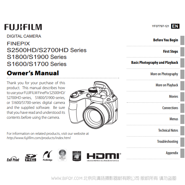 富士 Finepix S2500HD S2700HD S1800 S1900 S1600 S1700 Series 英文版 owner's manual 用戶手冊 說明書下載 使用手冊 pdf 免費(fèi) 操作指南 如何使用 快速上手 